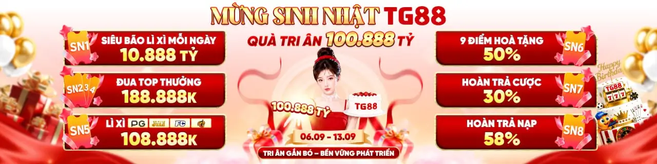 TG88 ⭐ Trang Chủ Chính Thức T9/2026 | Link TG88 Xúc Liền +188K 9 Mừng sinh nhật tg88 thưởng 100 tỷ